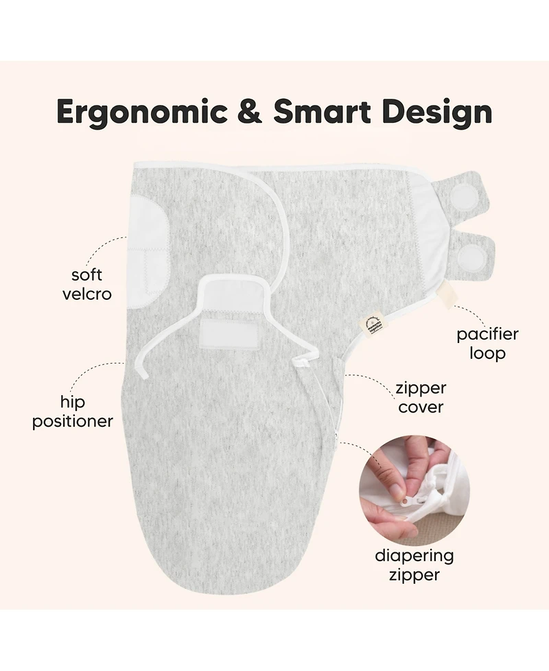 KeaBabies 3pk Soothe Zippy Baby Swaddles 0-6 Months, Newborn Sleep Sacks, Zipper Swaddle, Wearable Swaddle Blanket