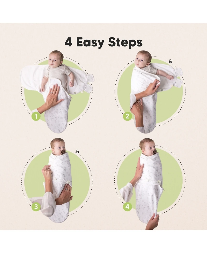 KeaBabies 3pk Soothe Zippy Baby Swaddles 0-6 Months, Newborn Sleep Sacks, Zipper Swaddle, Wearable Swaddle Blanket