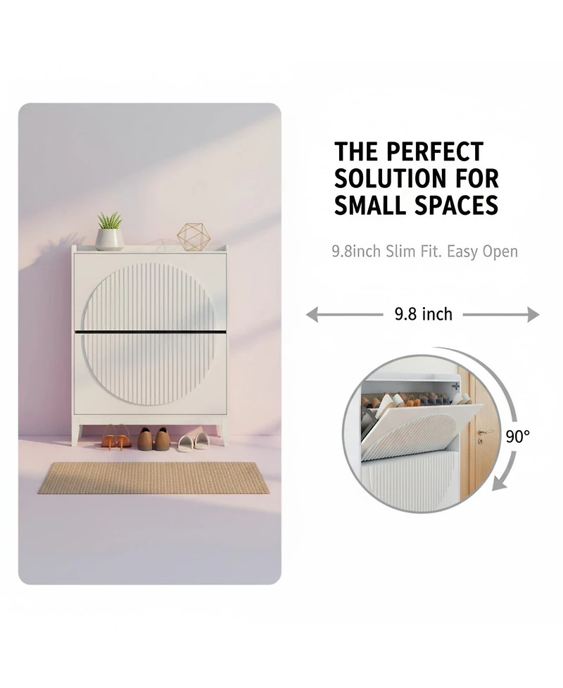 Yigii Narrow Flip Drawer Shoe Cabinet Storage Entryway Hallway Large Capacity Sturdy Space Saving