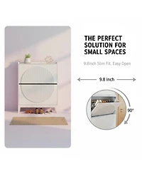 Yigii Narrow Flip Drawer Shoe Cabinet Storage Entryway Hallway Large Capacity Sturdy Space Saving