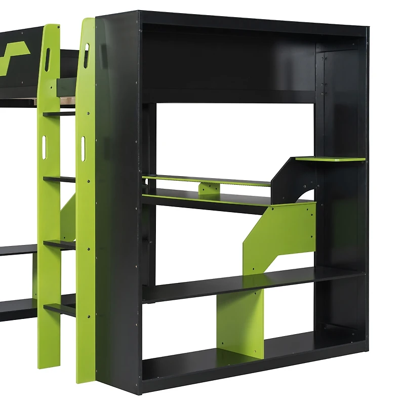 Streamdale Furniture Loft Bed with Power, Usb-c, Cable Mgmt, Rgb