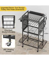 Xdovet Power Tool Organizer Cart Charging Station Rolling Storage Drill Holder