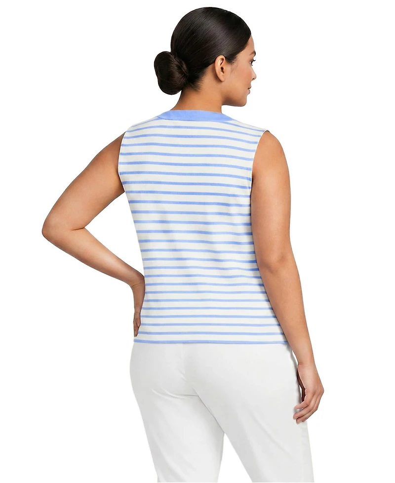 Lands' End Women's Plus Mariner Button Shoulder Tank