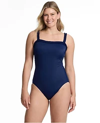 Lands' End Women's Tugless Pleated Ruffle One Piece