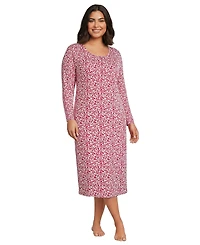 Lands' End Plus Cotton Long Sleeve Midcalf Nightgown