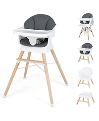 Costway Toddler Solid Wood Feeding Chair Convertible High Chair