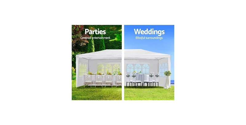 Flynama 10x30 feet Outdoor Wedding Party Canopy Tent with 5 Removable Sidewalls Ropes and Stakes for Events Gatherings