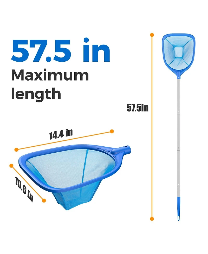 Xdovet Pool Skimmer Net Leaf Rake Telescopic Pole