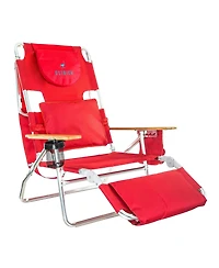 Ostrich The Deluxe 3N1 Lightweight Outdoor Beach Lounge Chair w/ Footrest, Red
