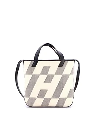 Pre-Owned Hermes Cabas H en Biais Tote Canvas with Leather