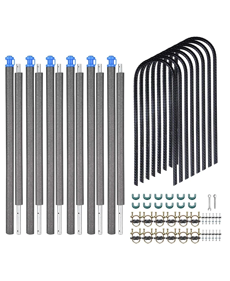 Yescom Pack Trampoline Enclosure Poles w/ Caps and 8 Pack 11" U Shaped Ground Anchors Kit
