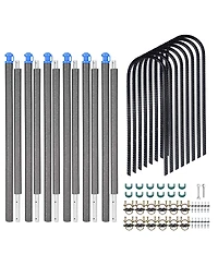 Yescom Pack Trampoline Enclosure Poles w/ Caps and 8 Pack 11" U Shaped Ground Anchors Kit