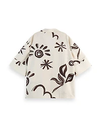Scotch & Soda Women's Cotton Linen Printed Short Sleeve Top