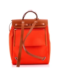 Pre-Owned Hermes Herbag A Dos Zip Backpack Toile and Leather