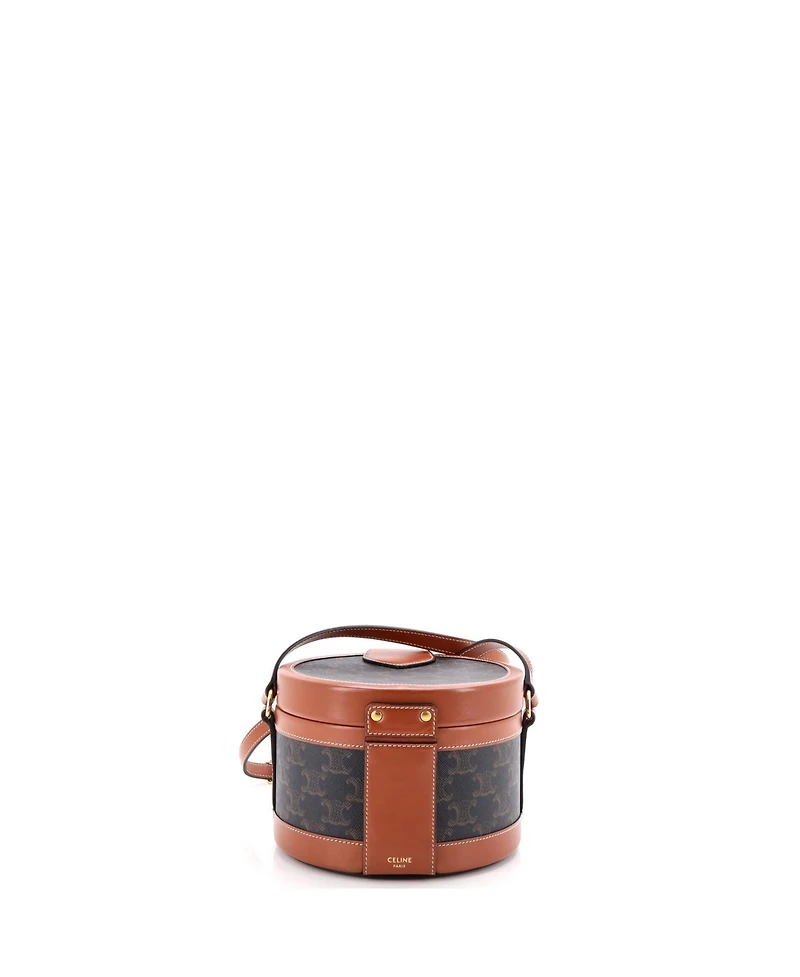 Pre-Owned Celine Medium Tambour Bag Triomphe Coated Canvas