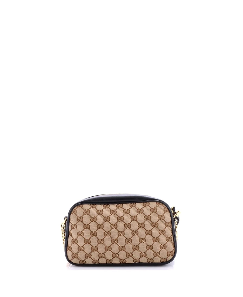 Pre-Owned Gucci Small Gg Marmont Shoulder Bag Diagonal Quilted Gg Canvas with Leather