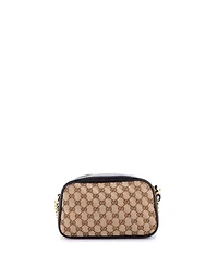 Pre-Owned Gucci Small Gg Marmont Shoulder Bag Diagonal Quilted Gg Canvas with Leather