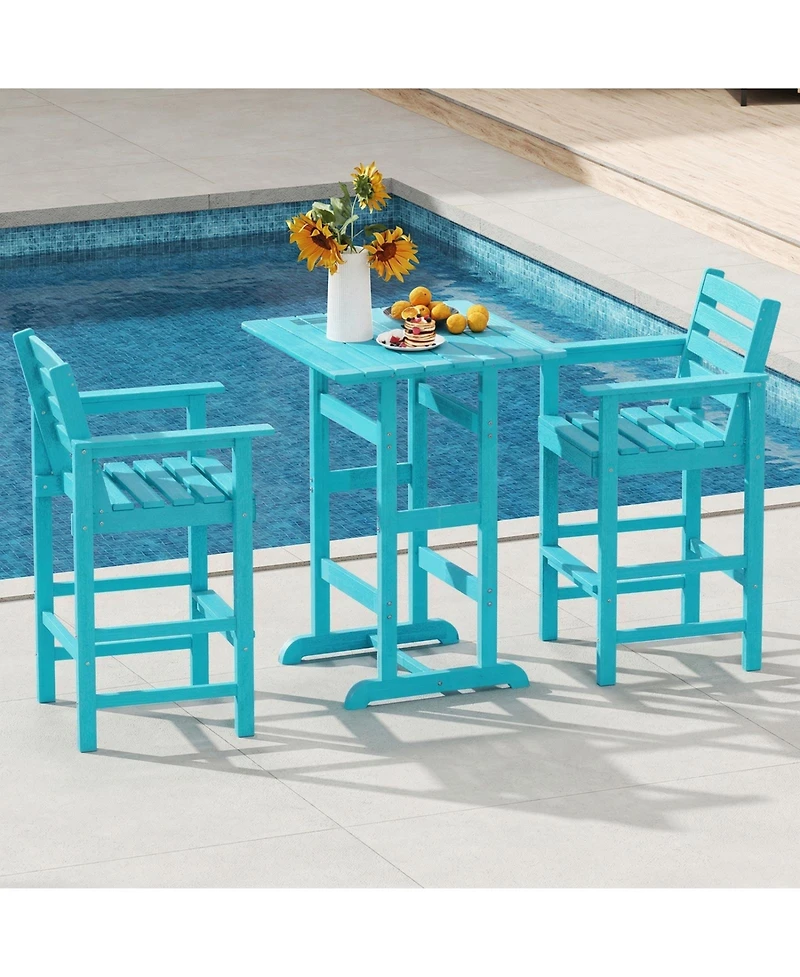 Sugift Set of 2 Patio Hdpe Adirondack Bar Chairs with Wide Armrests and Footrest