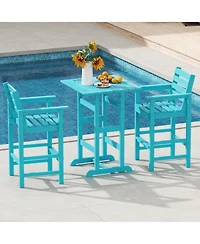 Sugift Set of 2 Patio Hdpe Adirondack Bar Chairs with Wide Armrests and Footrest