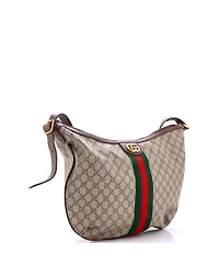 Pre-Owned Gucci Large Ophidia Half Moon Hobo Gg Coated Canvas
