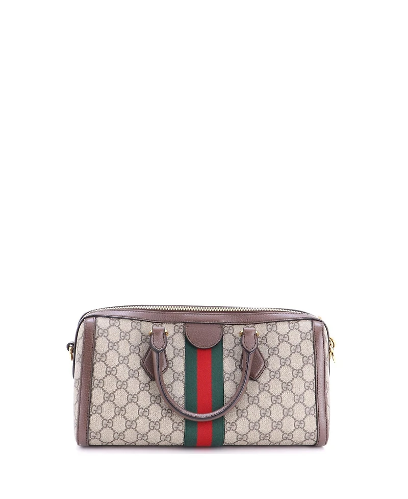 Pre-Owned Gucci Medium Ophidia Boston Bag Gg Coated Canvas