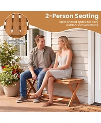 Sugift 2-Seat Wooden Garden Patio Bench with X Shaped Legs and Slatted Seat