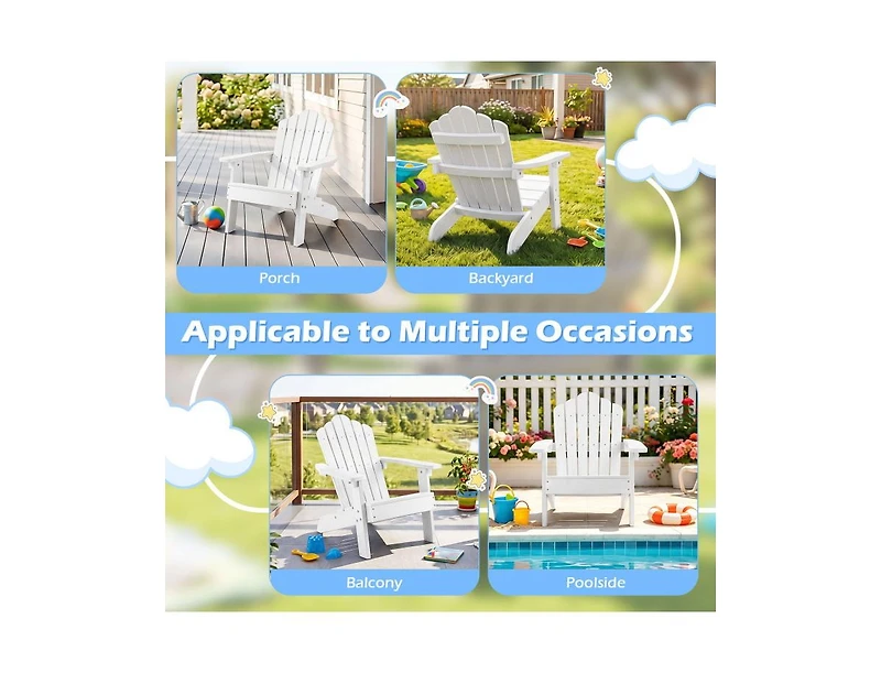 Sugift Set of 2 Kids Hips Outdoor Adirondack Chairs with Tilted High Backrest