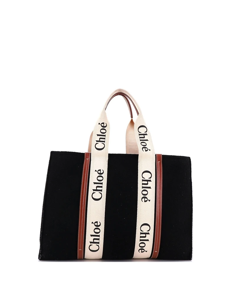 Pre-Owned Chloe Large Woody Tote Felt with Leather and Canvas
