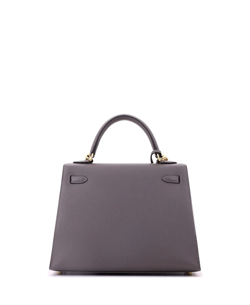 Pre-Owned HERMES Kelly 25 Handbag Grey Epsom with Gold Hardware