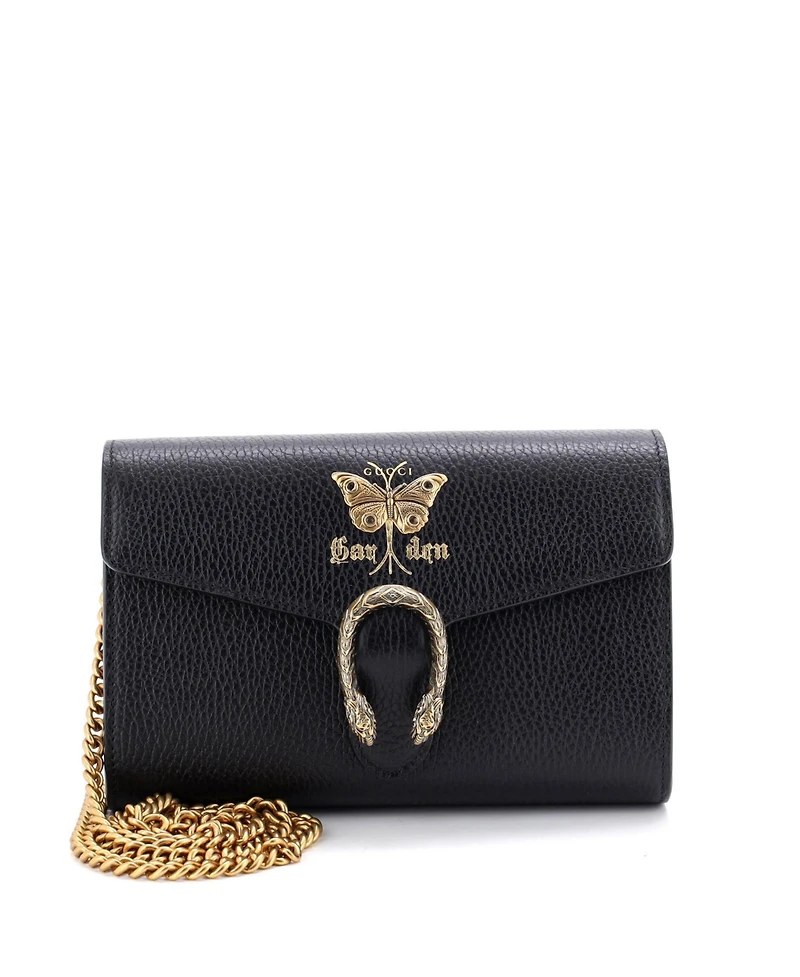 Pre-Owned Gucci Garden Dionysus Chain Wallet Embellished Leather
