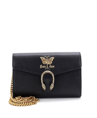 Pre-Owned Gucci Garden Dionysus Chain Wallet Embellished Leather
