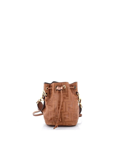 Pre-Owned Fendi Mini Mon Tresor Bucket Bag Zucca Embossed Leather