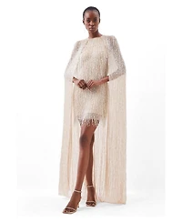 Karen Millen Women's Fringe Cape Mini Dress