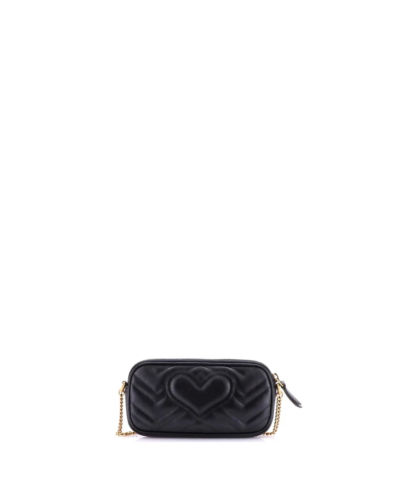 Pre-Owned Gucci Mini Gg Marmont Chain Crossbody Bag Matelasse Leather