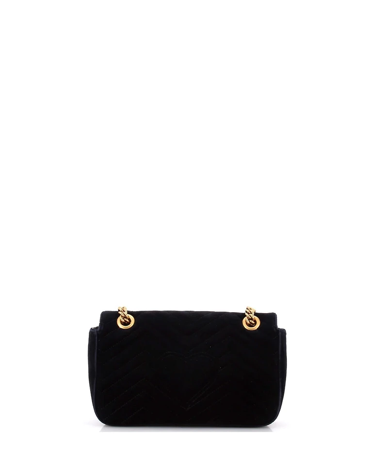 Pre-Owned Gucci Small Gg Marmont Flap Bag Matelasse Velvet