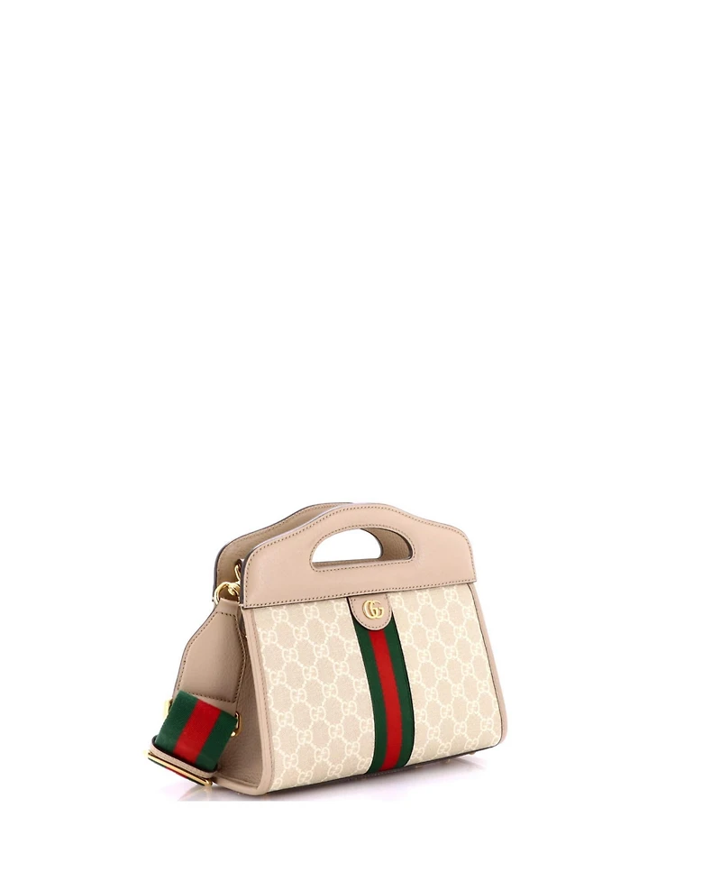 Pre-Owned Gucci Small Ophidia Cut Out Handle Bag Gg Coated Canvas with Leather