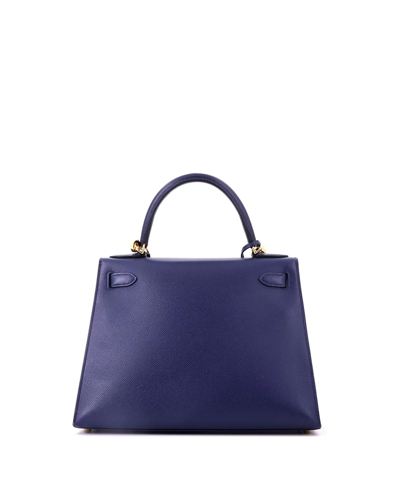 Pre-Owned HERMES Kelly 28 Handbag Blue Epsom with Gold Hardware