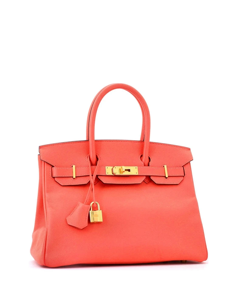 Pre-Owned HERMES Birkin 30 Handbag Red Epsom with Gold Hardware