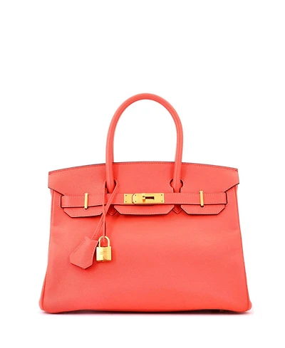 Pre-Owned HERMES Birkin 30 Handbag Red Epsom with Gold Hardware