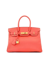 Pre-Owned HERMES Birkin 30 Handbag Red Epsom with Gold Hardware