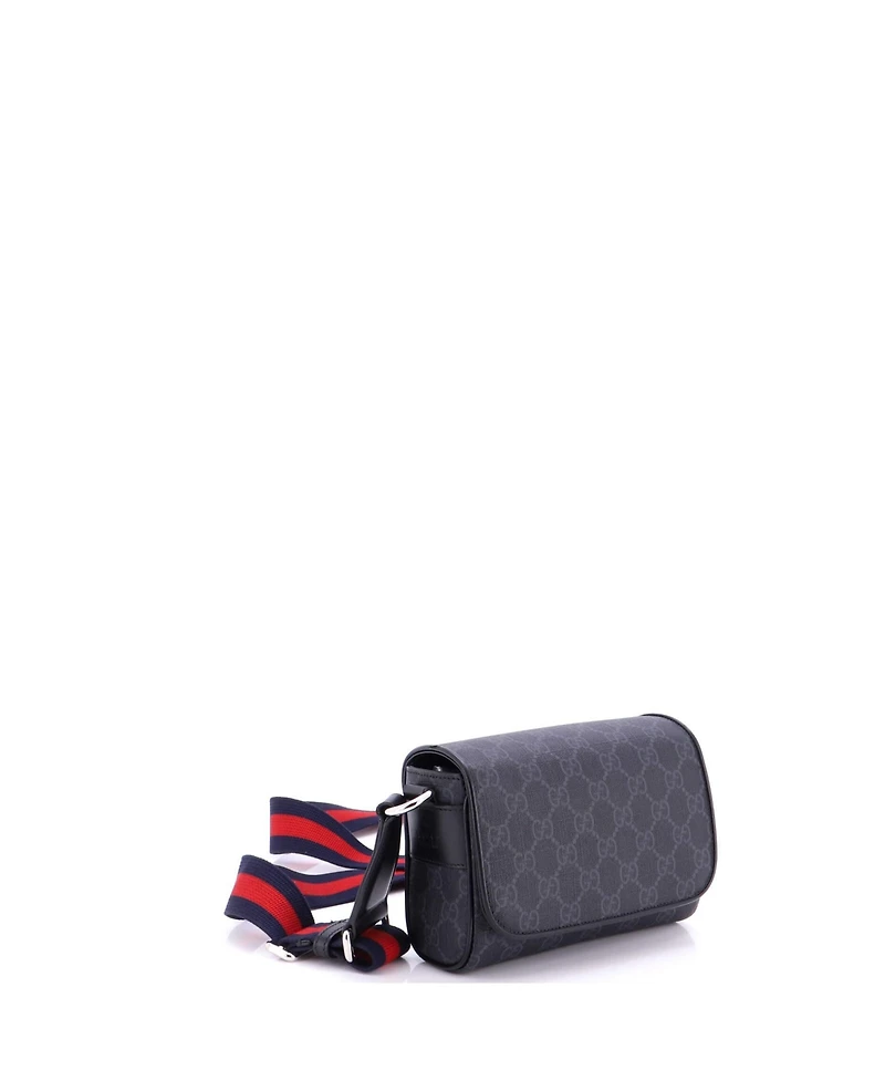 Pre-Owned Gucci Super Mini Web Flap Messenger Bag Gg Coated Canvas