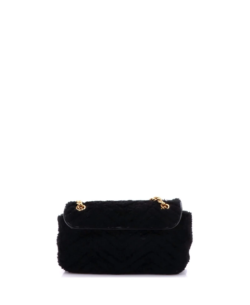 Pre-Owned Gucci Small Gg Marmont Flap Bag Matelasse Shearling