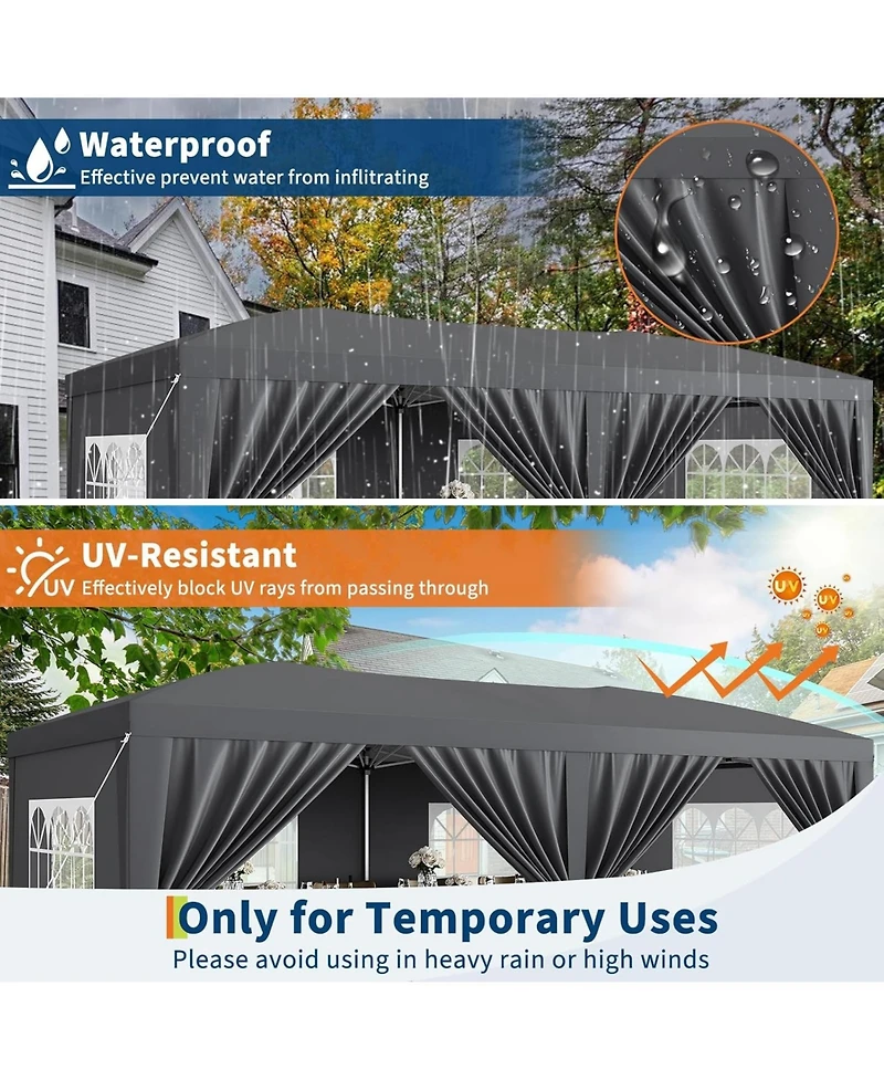gaomon 10x20 Feet Heavy-Duty Pop Up Canopy Tent with 6 Removable Sidewalls Adjustable Commercial Outdoor Tent for Parties Weddings and Events