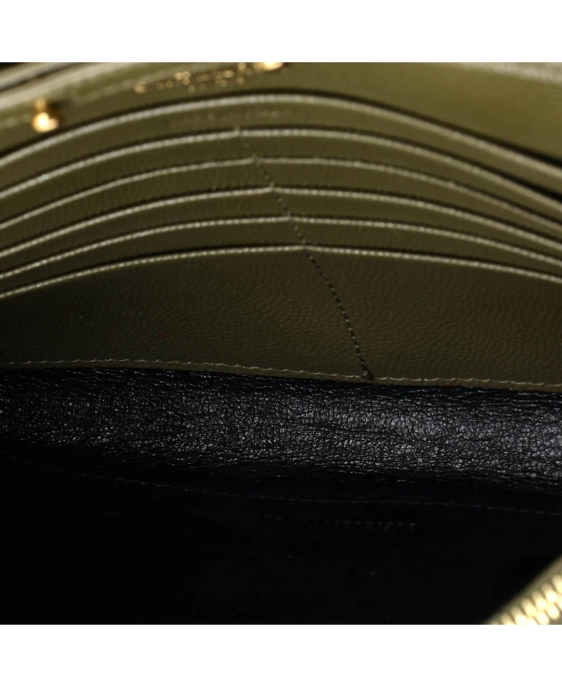 Pre-Owned Saint Laurent Medium Classic Monogram Chain Wallet Mixed Matelasse Leather
