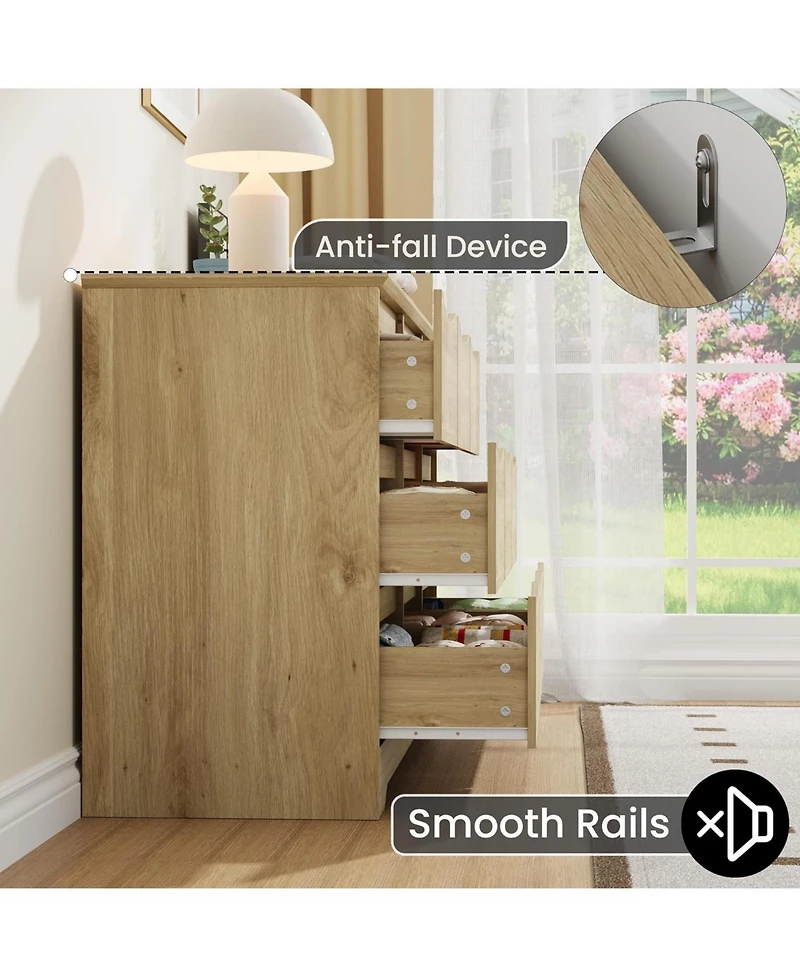 gaomon Wooden Dresser with 9 Drawers, Tall Modern Closet with Deep Storage, Large Chest of Drawers with Wide Top, Long Storage Dresser for Bedroom