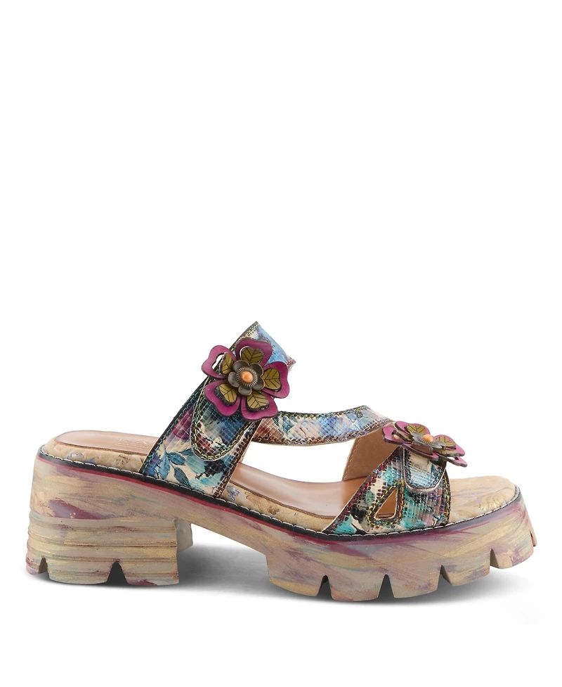 L'Artiste Women's Myrina Chunky Heel Sandal with Soft Leather and Comfort Fit