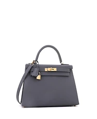 Pre-Owned HERMES Kelly 28 Handbag Grey Epsom with Permabrass Hardware