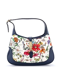 Pre-Owned Gucci Medium Jackie Hobo Flora Canvas with Leather