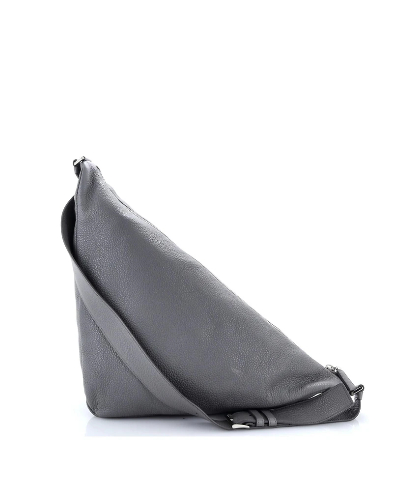 Pre-Owned Prada Large Triangle Logo Zip Messenger Leather