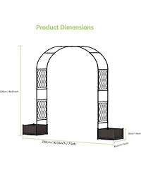 gaomon 90.5" Garden Arbor, with Planter Boxes, Metal Arch Trellis for Climbing Plants